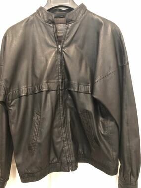 Vintage 80s/90s Anthony's Black Leather Bomber Jacket  Sz 16
